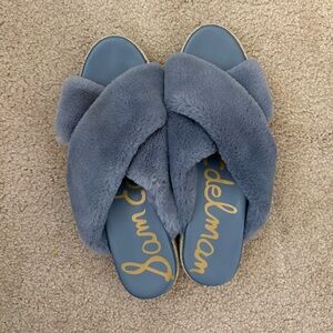 Sam Edelman Zia Faux Fur Blue Sandals Sz. 10
